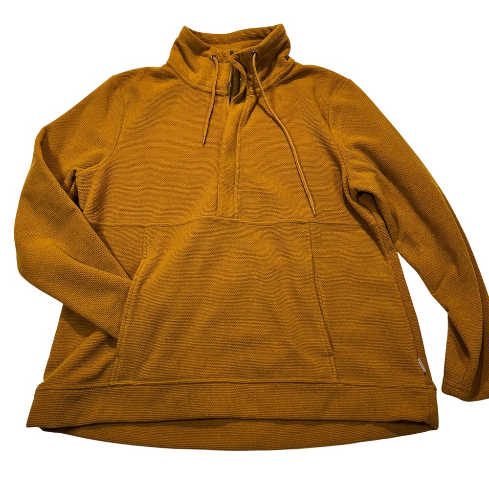 Avalanche Quarter Zip Pullover Men XL Yellow Mustard Waffle Knit Gorpcore Fleece